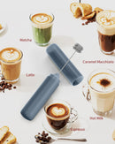 CIRCLE JOY Rechargeable Milk Frother Handheld with Stand, Dual Spring Whisk Head Electric Coffee Frother Foam Maker, Portable Drink Mixer for Cappuccino, Latte, Matcha, Black