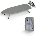 Axooms Foldable Metal Ironing Board with Iron Rest, Small Portable Ironing Board with Heat-Resistant Cotton Cover, Compact Ironing Board for Small Spaces and Travel, 31 x 12 Inch, Gray