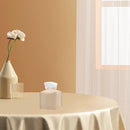Axooms Square Tissue Box Cover, PU Leather Tissue Box Holder with Bottom Velcro, Modern Tissue Box Organizer for Bathroom, Car, Hotel, Office (5.25 x 5.25 x 5 in, Beige)