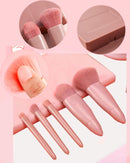Axooms Mini Travel Makeup Brush Set with Hard Case and Mirror, 5 Pieces - Multicolor