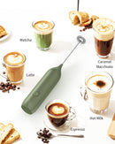 CIRCLE JOY Rechargeable Milk Frother Handheld with Stand, Dual Spring Whisk Head Electric Coffee Frother Foam Maker, Portable Drink Mixer for Cappuccino, Latte, Matcha, Black