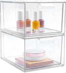 Axooms Stackable Makeup Organizer Drawers, Clear Acrylic Storage Boxes with Handles for Bathroom, Countertop, Kitchen Cabinet & Pantry