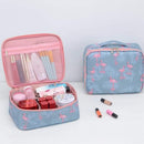 Axooms Large-Capacity Flamingo Travel Makeup Bag for Women, Multicolor Cosmetic Organizer with Multiple Compartments