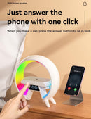 Axooms RGB Sunrise Alarm Clock with Wireless Charger, Bluetooth Speaker, Ambient Night Light, and Wake-Up Lamp