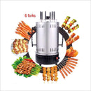 Professional Vertical Rotisserie Grill – Indoor Smokeless Electric BBQ Grill with 360° Auto-Rotating Skewer & Timer | Stainless Steel Countertop Kebab Maker for Home Use | 6 Skewers