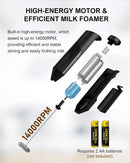 Coconut Electric Handheld Milk Frother with Stainless Steel Stand - Battery Operated Foam Maker & Mini Drink Mixer for Coffee, Frappe, Latte, Matcha & Hot Chocolate