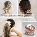 Axooms Large Silk Scrunchies for Women & Sleeping, 4 Pieces - Pink, White, Light Gold & Dark Pink, 6 cm