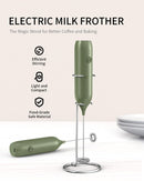 CIRCLE JOY Rechargeable Milk Frother Handheld with Stand, Dual Spring Whisk Head Electric Coffee Frother Foam Maker, Portable Drink Mixer for Cappuccino, Latte, Matcha, Black