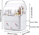 Axooms Makeup Organizer with Dustproof Lid, Carry Handle and Drawers, Large Cosmetics Storage Box for Bathroom, Countertop, Bedroom and Closet