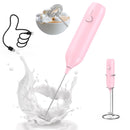 CIRCLE JOY Rechargeable Milk Frother Handheld with Stand, Dual Spring Whisk Head Electric Coffee Frother Foam Maker, Portable Drink Mixer for Cappuccino, Latte, Matcha, Black