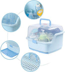 Axooms Large Baby Bottle Storage Box with Drying Racks and Utensil Organizer, Dustproof Cover