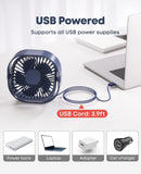 Axooms Small USB Desktop Fan – Portable Quiet Table Fan 4 Inch, 3 Wind Speeds, 360° Rotation, for Office, Bedroom & Travel