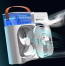 Axooms Portable Air Conditioner Fan, 4-in-1 Personal Mini Cooling Fan with Water Mist Spray, 3 Speeds, Small Evaporative Air Cooler & Humidifier, Mist Spray Fan for Office and Home