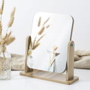 Axooms Vanity Mirror with Bamboo Stand, 360° Rotating Portable Tabletop Makeup Mirror for Office, Bathroom & Bedroom (Square)