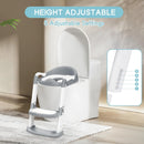 Axooms Potty Training Toilet with Step Ladder, Foldable Non-Slip Training Seat for Boys and Girls, Splash Guard, Soft Cushion, and Safety Handles, Gray