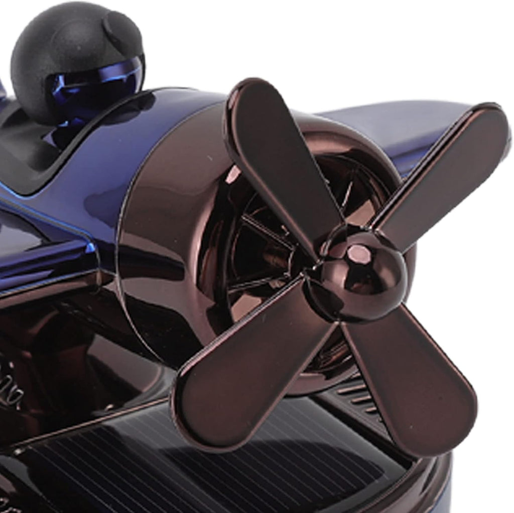 Axooms Solar Helicopter Car Air Freshener – Metal + ABS Aromatherapy Diffuser with Rotating Turbine, Multi-Porous Scent Release & LED Accent (Essential-Oil Pads)