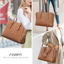 Axooms Women's Large PU Leather Tote Bag, 15.6-Inch Laptop Handbag for Classes