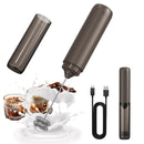 CIRCLE JOY Rechargeable Milk Frother Handheld with Stand, Dual Spring Whisk Head Electric Coffee Frother Foam Maker, Portable Drink Mixer for Cappuccino, Latte, Matcha, Black