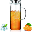 Axooms Glass Water Pitcher with Removable Lid 50oz/1.5L – Clear Borosilicate Glass Carafe for Hot & Cold Drinks, Easy to Clean, Heat Resistant for Tea, Coffee, Lemonade & Milk
