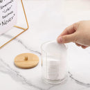 Axooms Round Cotton Swab Holder with Bamboo Lid, Cotton Ball and Cotton Bud Organizer for Bathroom, Vanity, and Sink