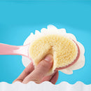 Axooms 2-in-1 Long-Handled Bath Brush with Bristles and Loofah for Wet or Dry Use, Blue