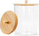Axooms Round Cotton Swab Holder with Bamboo Lid, Cotton Ball and Cotton Bud Organizer for Bathroom, Vanity, and Sink