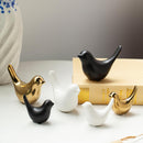 Axooms Small Animal Figurines - Black Bird Statues for Home Decor, Modern Ceramic Desktop & Bookshelf Decor for Bedroom, Living Room, Cabinet & Coffee Table (Black, 2 Pieces)