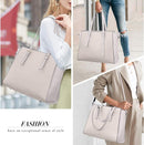 Axooms Women's Large PU Leather Tote Bag, 15.6-Inch Laptop Handbag for Classes