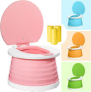 Axooms Portable Travel Potty for Toddlers, Foldable Kids Toilet for Indoor and Outdoor Use, Easy to Carry, Pink and Blue