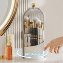 Axooms 360° Rotating Makeup Brush Organizer with Lid - Desktop Cosmetic Storage