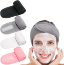 Axooms Spa Facial Headband, Spa Headbands for Women Make Up Hair Headband Skincare Headbands Towel Head Band Adjustable Coral Fleece Elastic Hair Band for Washing Face Sports-4 PCS