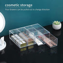 Axooms 4-Drawer Clear Acrylic Sunglasses Organizer, Divided Display Storage Box for Jewelry, Cosmetics, Watches, Makeup Brushes, and Eyeglasses