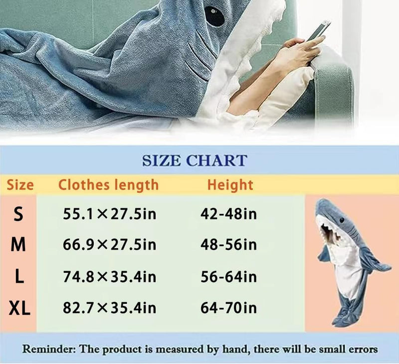 Wearable Shark Blanket Hoodie Onesie Adults/Kids