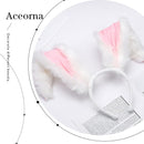 Axooms Faux Fur Bunny Ear Headband for Women's Costume Parties, White
