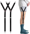 Axooms 1 Pair Men's Shirt Stay Clips by AYBH Honix – Adjustable Elastic Straps with Anti-Slip Lock Clips, Shirt Holder Accessories for Men & Women (Black)
