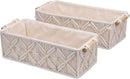 Axooms Storage Baskets, Handwoven Cotton Rope Boho Organizer Bins with Wooden Handles, Set of 2