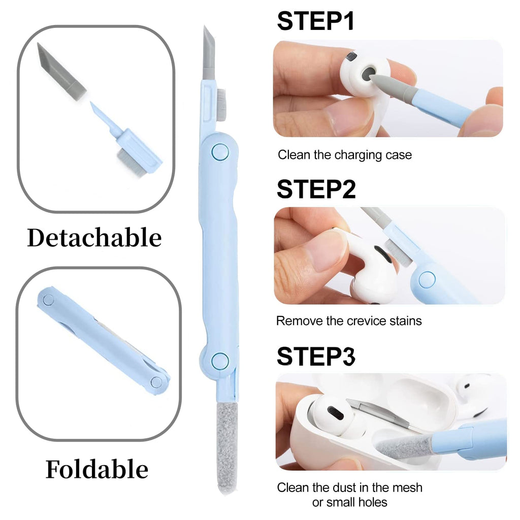 8-in-1 Electronics Cleaning Kit – 7-in-1 Multi-Function Set + Bonus Flannel Cloth | 5 ml Screen Spray, AirPods Cleaning Pen, Keycap Puller, Brushes & Sponge