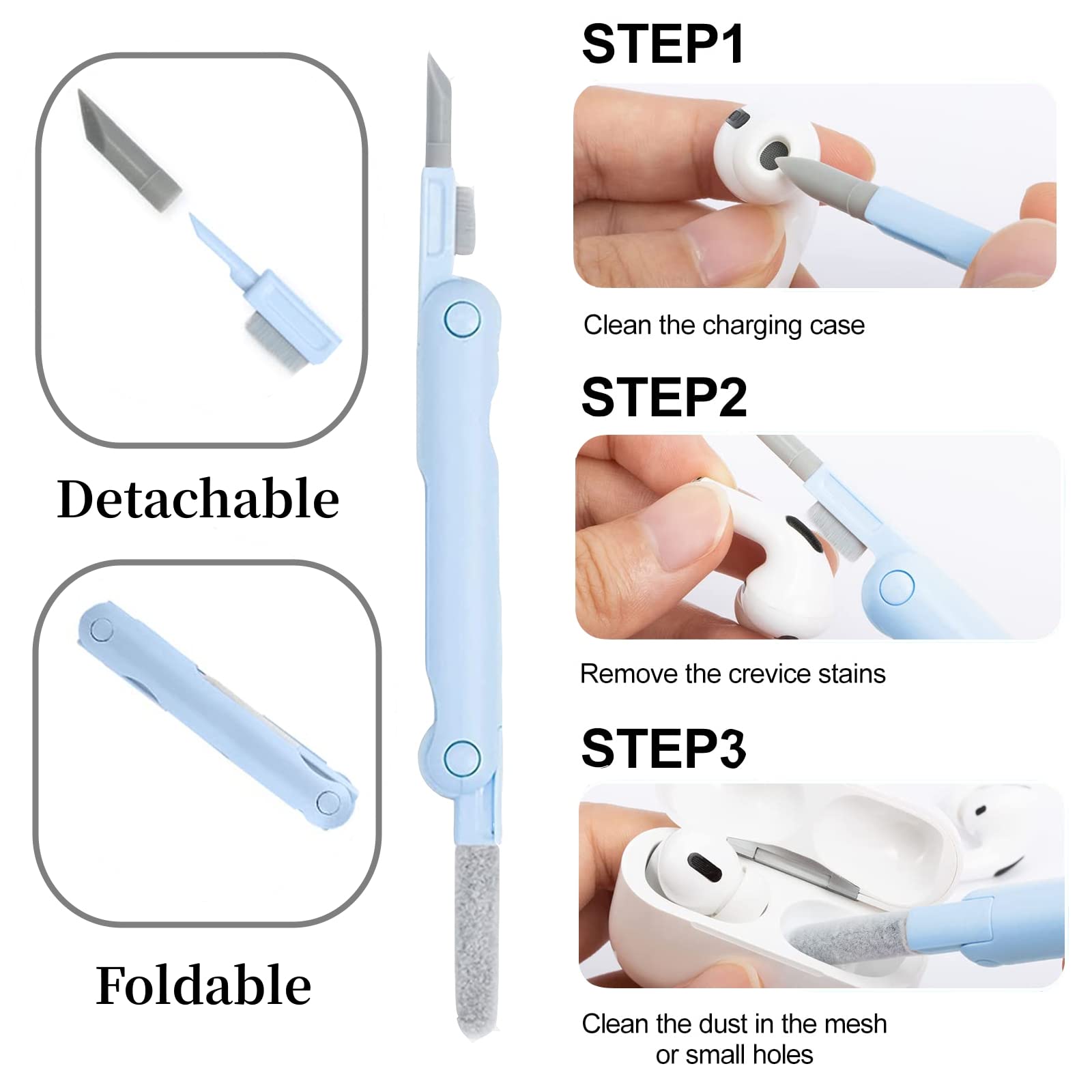 8-in-1 Electronics Cleaning Kit – 7-in-1 Multi-Function Set + Bonus Flannel Cloth | 5 ml Screen Spray, AirPods Cleaning Pen, Keycap Puller, Brushes & Sponge