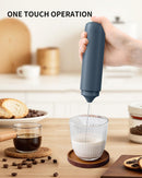 CIRCLE JOY Rechargeable Milk Frother Handheld with Stand, Dual Spring Whisk Head Electric Coffee Frother Foam Maker, Portable Drink Mixer for Cappuccino, Latte, Matcha, Black
