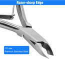 Axooms Professional Stainless-Steel Cuticle Nipper, Surgical-Grade Half-Jaw Nail and Dead Skin Trimmer with Double Spring