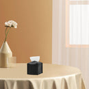 Axooms Black Square Tissue Box Cover, PU Leather Tissue Box Holder with Bottom Velcro Strap, Modern Tissue Organizer for Bathroom, Car, Hotel, Office (5.25 x 5.25 x 5 in)