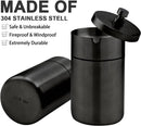 Axooms Car Ashtray with Lid, Stainless Steel Smokeless Portable Detachable Windproof Ashtray, Fits Car Cup Holders (Black)