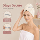 Axooms Microfibre Hair Towel, Super Absorbent Hair Towel Wrap with Elastic Straps for Women Adults, Soft Hair Turban Towel for Long Thick Curly Wet Hair, Cream White