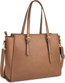 Axooms Women's Large PU Leather Tote Bag, 15.6-Inch Laptop Handbag for Classes