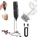CIRCLE JOY Rechargeable Milk Frother Handheld with Stand, Dual Spring Whisk Head Electric Coffee Frother Foam Maker, Portable Drink Mixer for Cappuccino, Latte, Matcha, Black