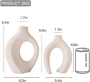 Lvases 2-Piece Hollow Ceramic Vase Set - Modern Boho Nordic Decor, Aesthetic Flower Vases for Home (Creamy White, 6.3" W x 8" H & 5.4" W x 7" H)