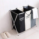 Axooms 3-Section Printed Laundry Basket – Foldable with Waterproof Oxford Bags & Aluminum Frame for Home and Dorm Storage