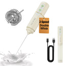 CIRCLE JOY Rechargeable Milk Frother Handheld with Stand, Dual Spring Whisk Head Electric Coffee Frother Foam Maker, Portable Drink Mixer for Cappuccino, Latte, Matcha, Black