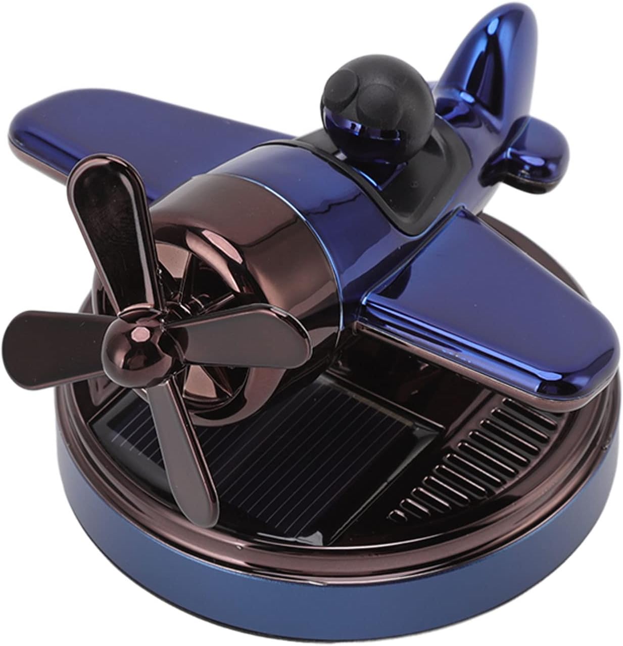 Axooms Solar Helicopter Car Air Freshener – Metal + ABS Aromatherapy Diffuser with Rotating Turbine, Multi-Porous Scent Release & LED Accent (Essential-Oil Pads)