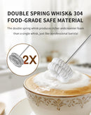 CIRCLE JOY Rechargeable Milk Frother Handheld with Stand, Dual Spring Whisk Head Electric Coffee Frother Foam Maker, Portable Drink Mixer for Cappuccino, Latte, Matcha, Black